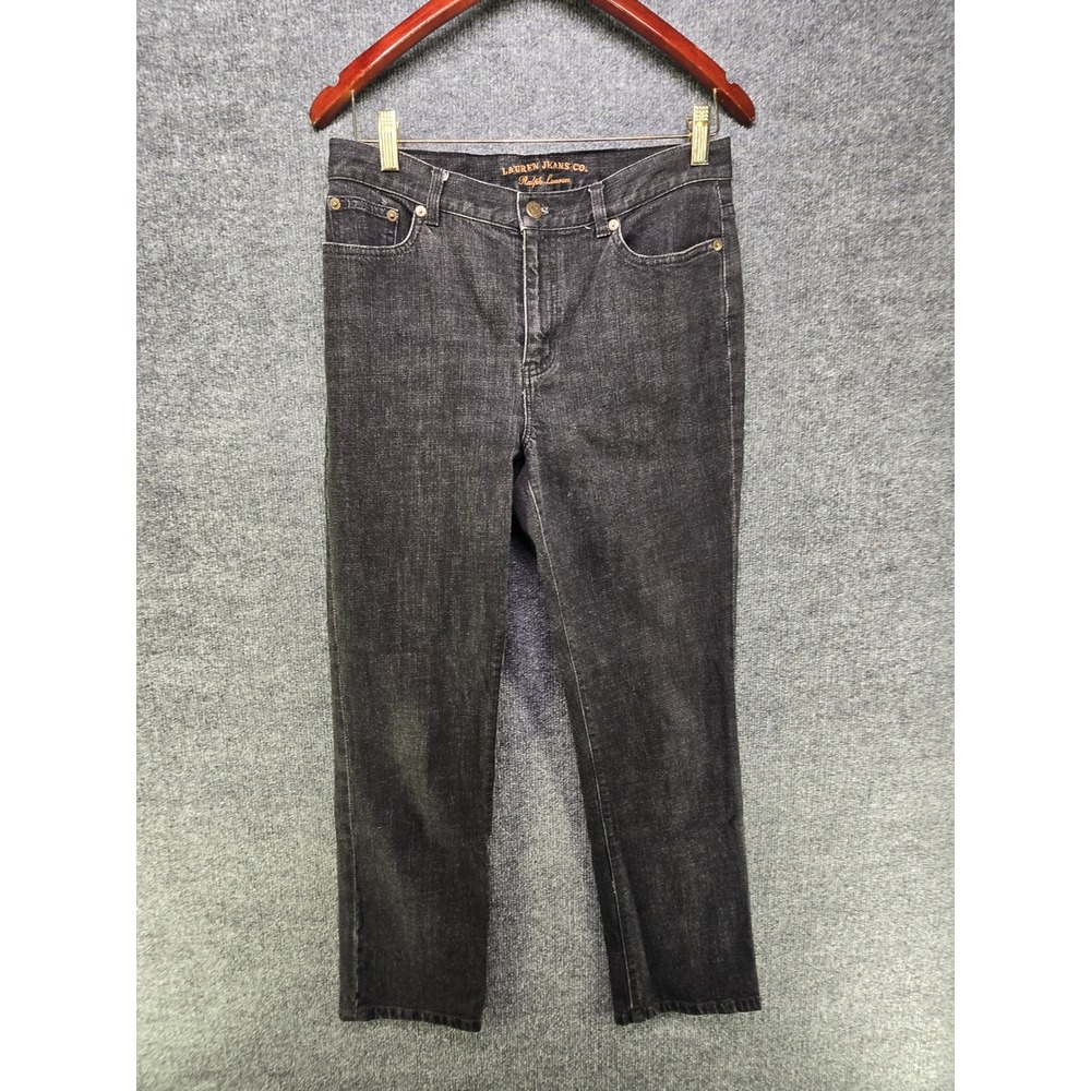 Lauren Ralph Lauren Jeans Co Womens 8P Black Straight Leg Denim Stretch Pants